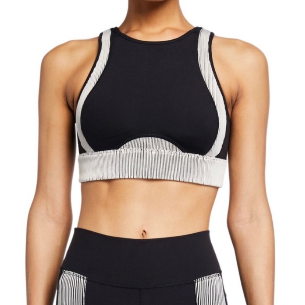 ALO Yoga Black and White High Neck Sports Bra